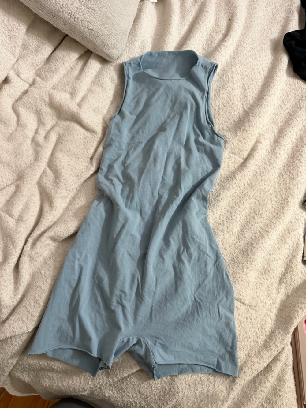 Skims Light Blue cut out open back Cotton Romper